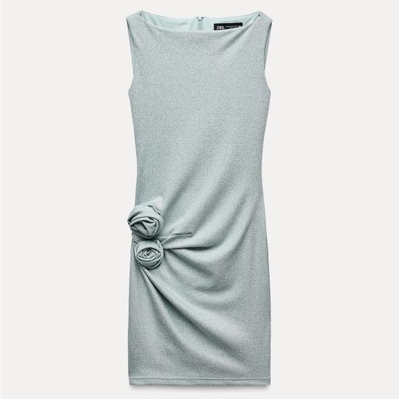ZARA METALLIC THREAD DRESS WITH RAISED FLOWERS - Picture 10 of 12